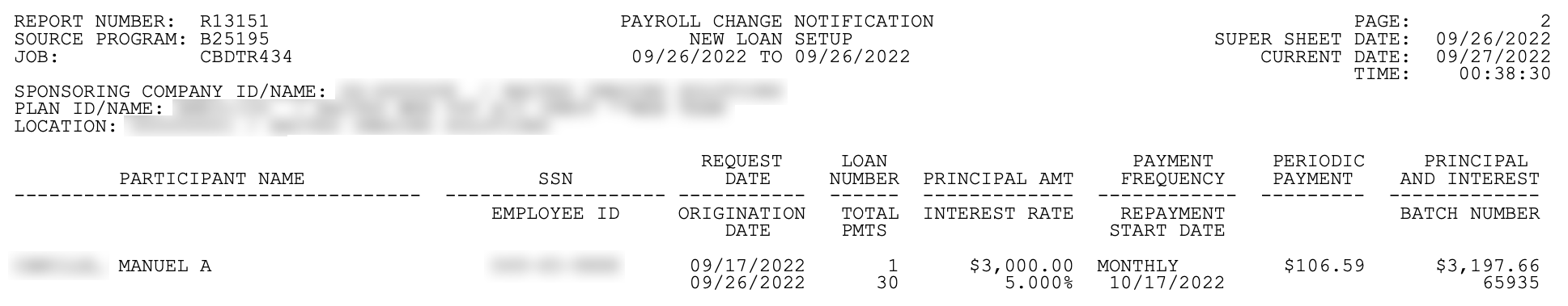 Payroll change notification